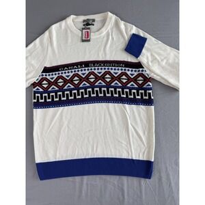 Canali Black Edition Sweater Mens 2XL Geometric Pullover Made Italy‎ New